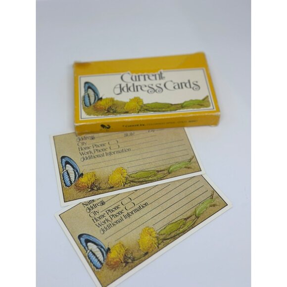Vintage Current Address Cards With Butterfly & Dandelion Design - Set Of 60 NOS - Picture 1 of 5
